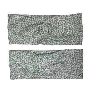 Ribbed Mint Floral (Turban & Single Strip)