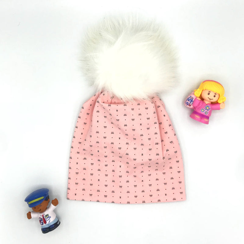 Baby Pink Bow Beanie
